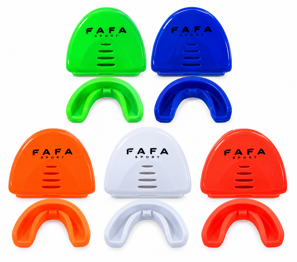 Protèges dents FAFA Sport couleurs sur fond blanc