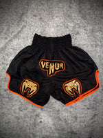 Short Muay Thai Venum Noir & Orange Gold