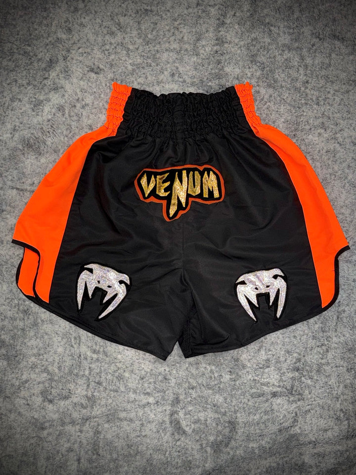 Short Muay Thai Venum Noir & Orange